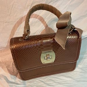 Talbot’s Leather Faux Snakeskin and Velvet Satchel
